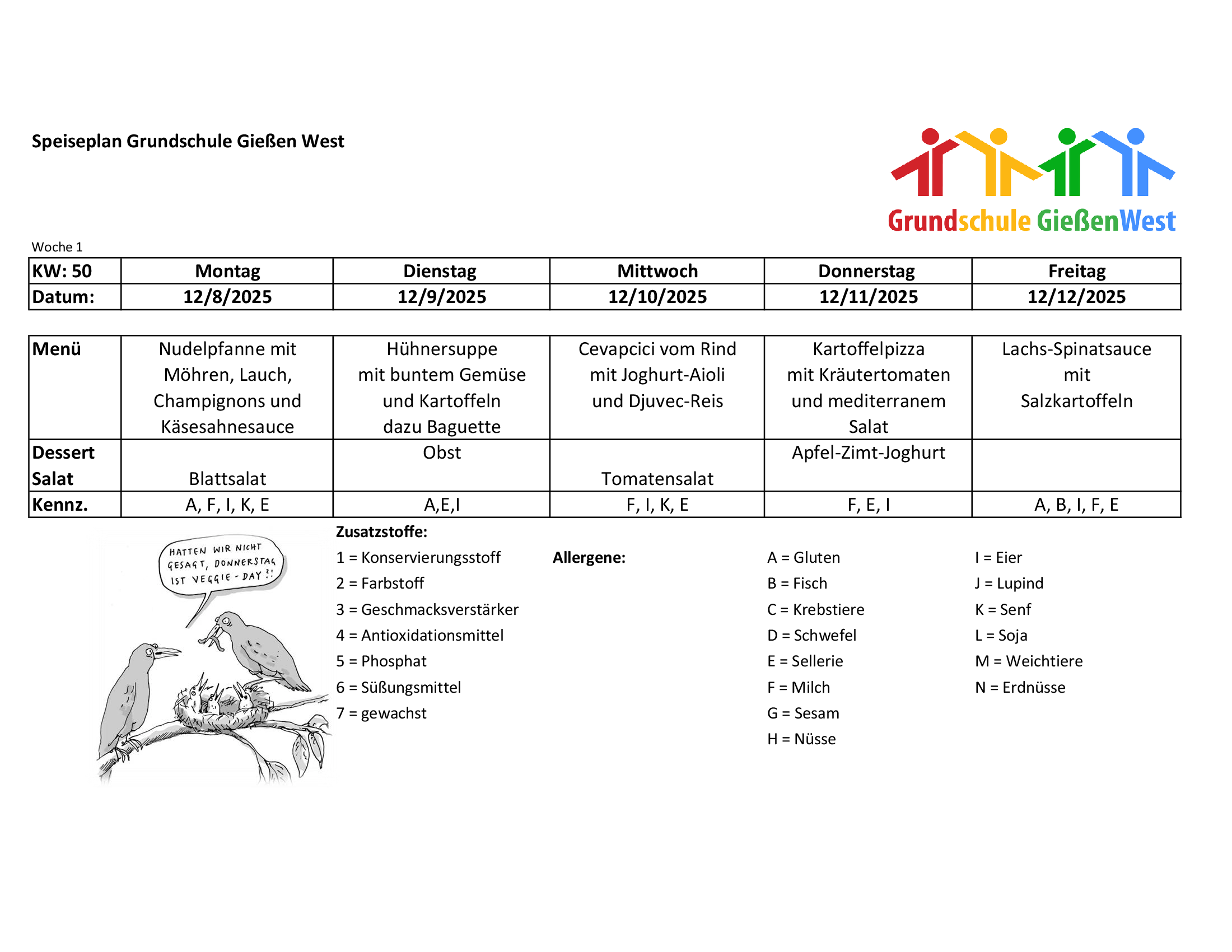 2025 50 Speiseplan Woche 1